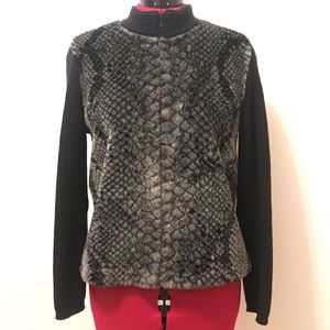 Parkhurst sweater jacket with faux fur